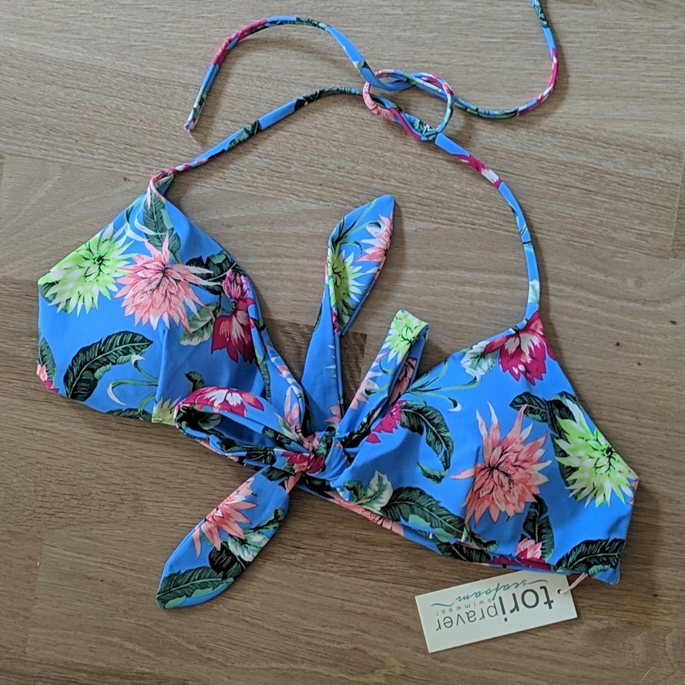 Tori Praver Seafoam Swim New Floral Bikini Top XL - Picture 1 of 4